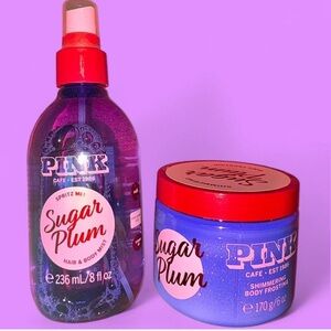 PINK Victoria's Secret Sugar Plum Hair & Body Mist - Purple and Red